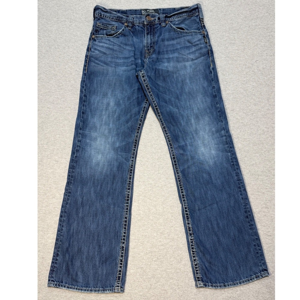 Silver Jeans Co Gordie Loose Straight Leg Denim Jeans Blue Mens 36x34 Y2K Skater